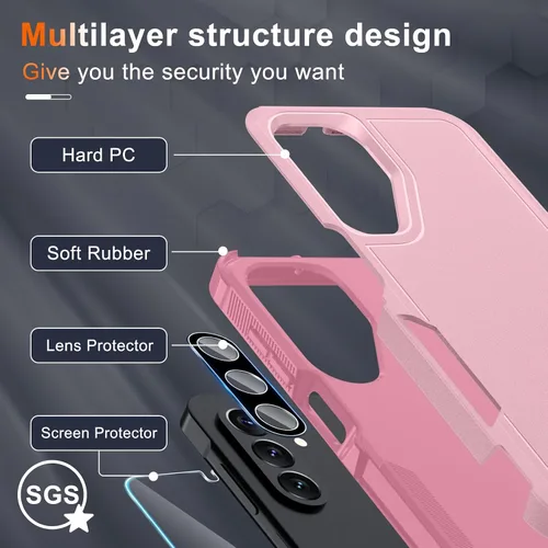 Vista 3 de Funda para Samsung Galaxy A26, de cuerpo completo, resistente de servicio pesado, a prueba de golpes, funda protectora para teléfono con correa