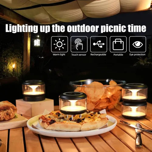 Vista 4 de oneleaf Luz de Ambiente Portátil LED Luz Nocturna, Lámpara de Vela, Tres Luces con Base de Carga, Interruptor Táctil Inalámbrico Recargable