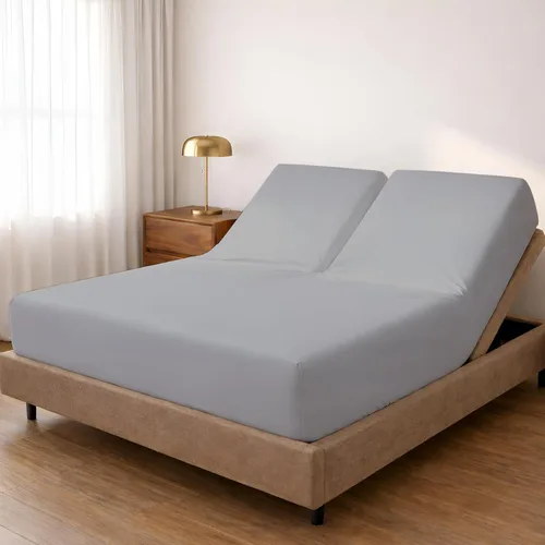 Vista 12 de Sábana bajera ajustable con parte superior dividida para camas ajustables, 100% algodón Giza, cabeza flexible de 34 pulgadas, tamaño King, 1 pieza
