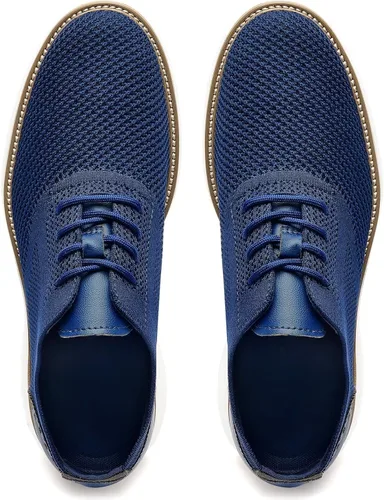 Vista 2 de Zapatos deportivos casuales para hombre, cómodos, de punto, de malla, ligeros, transpirables, formales, Oxford, para negocios
