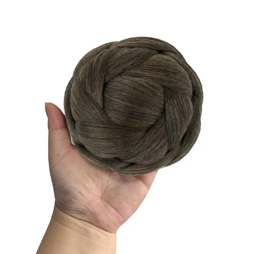 Vista 7 de Moño trenzado mixto de 5 pulgadas de diámetro marrón rojizo y negro, moño trenzado con peines integrados para mujeres, fiestas, bodas, bailes, 2009