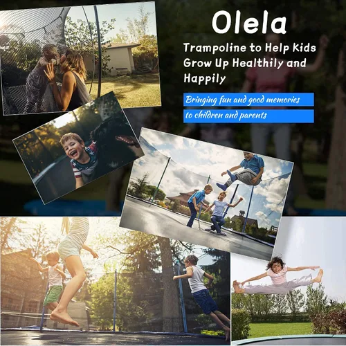 Vista 6 de Olela Trampolín de 16 pies para niños, trampolín con caja de seguridad, aro de baloncesto y escalera, trampolín al aire libre para niños y adultos
