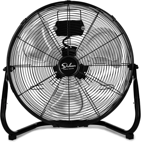 Vista 9 de Simple Deluxe - Ventilador industrial de piso, de metal resistente y alta velocidad, 3 velocidades, 12 pulgadas, color negro