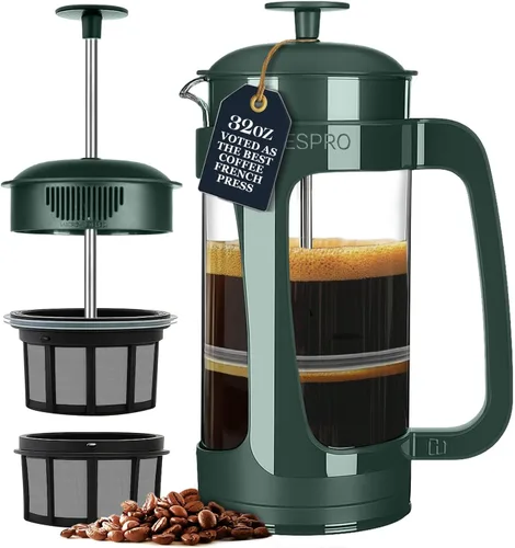 Vista 11 de ESPRO Light P3 - Cafetera de prensa francesa, microfiltro doble patentado para preparar sin arena, resistente al calor, prensa de café de vidrio