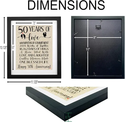 Vista 2 de TOBOHU Impresión de arpillera de 50 años de amor, regalos para padres 50 aniversario, decoraciones de aniversario dorado, regalos para abuela