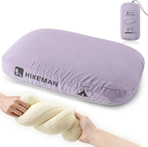 Vista 8 de HIKEMAN - Almohada de espuma viscoelástica para acampar - Almohada ultraligera de viaje, almohada para mochilero con funda extraíble, almohadas