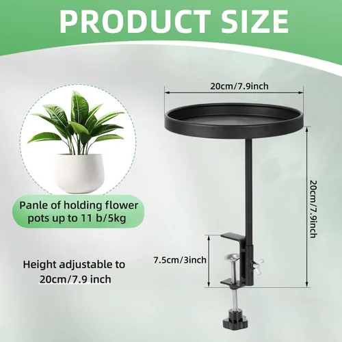 Vista 2 de AQQHSAIN 2 bandejas de abrazadera para alféizar de ventana, estantes de metal ajustables para plantas, soporte de 7.9 pulgadas, estantes flotantes