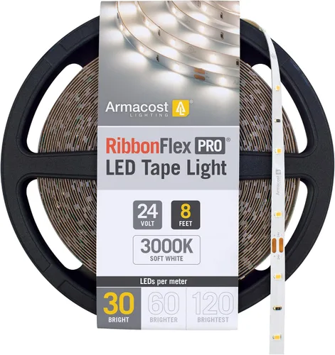 Vista 10 de Armacost Lighting RibbonFlex Pro 136230 - Tira de luces LED blancas de 24 V, 120 LED/m, 2700K, 16.4 pies