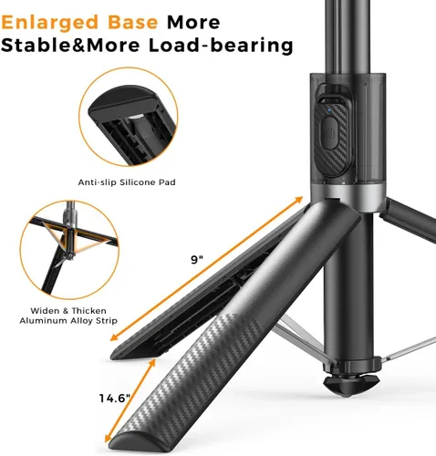 Vista 5 de Trípode automático para teléfono de 65 pulgadas, trípode para selfie con control remoto, soporte extensible para teléfono celular para iPhone