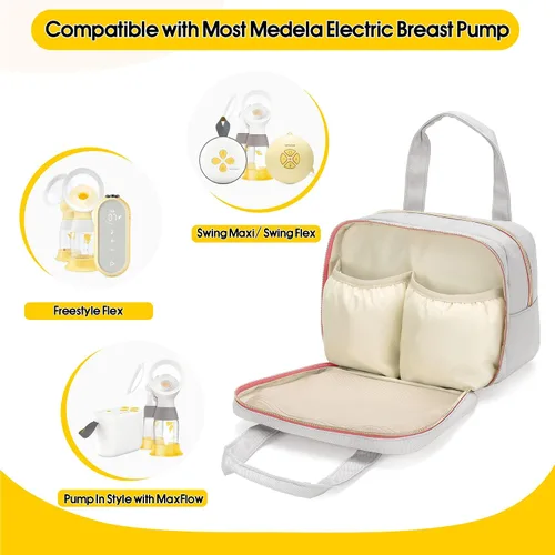 Vista 2 de Damero Bolsa para extractor de leche compatible con el extractor de leche eléctrico Medela, bolsa de transporte para extractor de leche