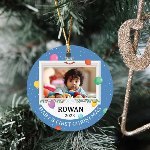 Vista 2 de Adorno de Navidad personalizado para bebé, primer adorno de Navidad del bebé, nombre personalizado y regalo de foto para nuevo papá, adorno de nueva