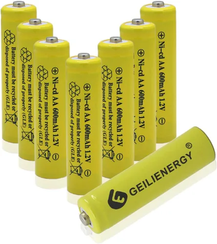 Vista 10 de AA tamaño NiCd AA 600mAh 1.2V baterías recargables para lámpara solar luz solar (12 PCS)