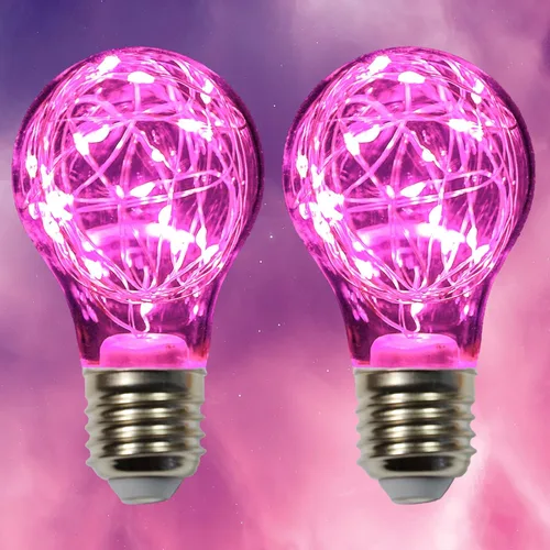 Vista 14 de Bombilla decorativa morada, bombillas LED de hadas moradas de 2 W, bombillas lindas equivalentes a 15 W para lámparas colgantes, recámara, sala