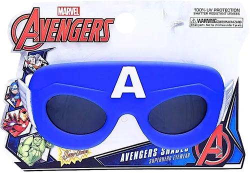 Vista 2 de Sun-Staches Gafas de sol para disfraz de Marvel Lil' Characters Captain America Party Favors UV400, multicolor, 8 pulgadas, (SG2444)