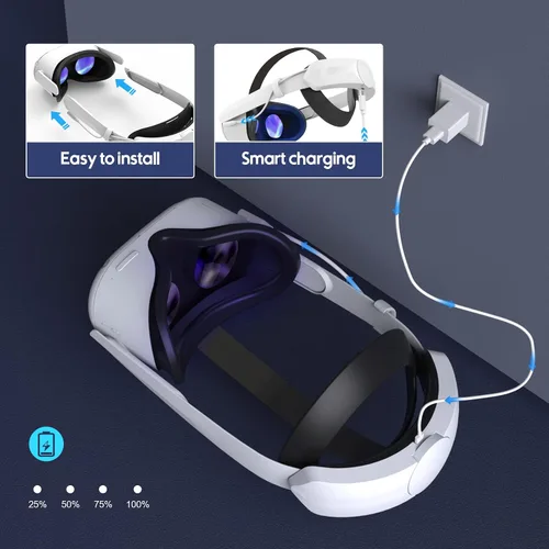 Vista 5 de VINDIJA Head Strap for Oculus Quest 2 with Battery Built-in 6000mAh Battery Replacement Elite Strap for Quest 2 Accessories with Gravity Balance for