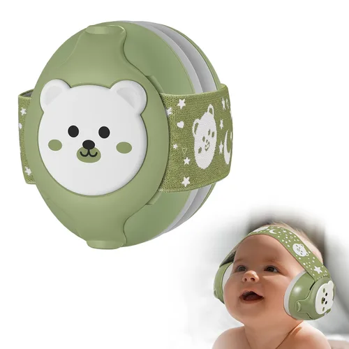 Vista 7 de YomauiYee Orejeras para bebés, protección de oídos para bebés de 0 a 36 meses, auriculares infantiles con diseño de oso pequeño y cancelación de Azul