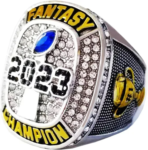 Vista 2 de Anillo de campeonato de fútbol de fantasía 2023 Premio del trofeo Ganador deportivo Anillo de campeón FFL, Zinc, Diamante blanco