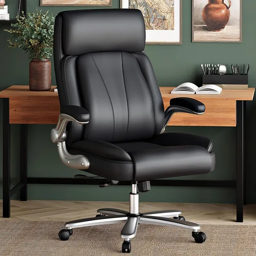 Vista 2 de Silla de oficina ejecutiva, silla de escritorio ergonómica, silla de computadora cómoda resistente de 500 libras con soporte lumbar ajustable