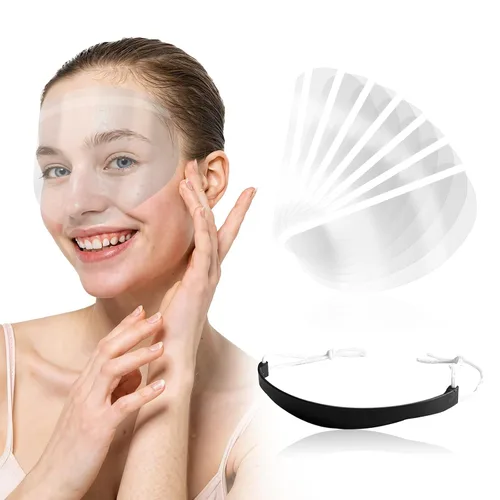 Vista 11 de Wokyo 200 protectores faciales desechables, de plástico transparente, protector para la frente, tinte para el cabello, corte, protección de ojos 200