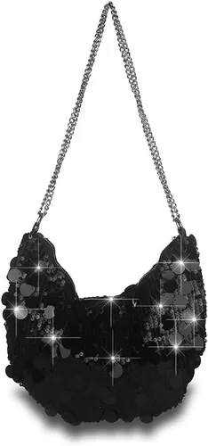 Vista 8 de Bolso de noche con lentejuelas brillantes para mujer, bandolera y bandolera para fiesta, graduación, boda