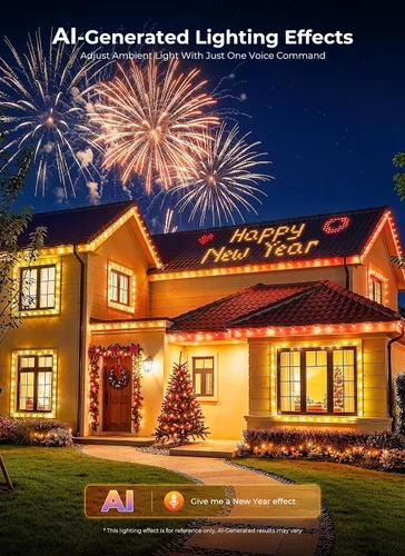 Vista 3 de Brightown Luces LED de Navidad C9 para exteriores, 50 LED RGB inteligentes para árbol de Navidad, sincronización de música, control por aplicación