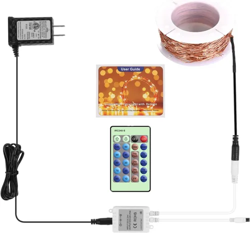 Vista 6 de Guirnalda de luces LED de 99 pies con 300 luces para dormitorio, patio, interior/exterior, impermeable, luces de cobre para cumpleaños, boda