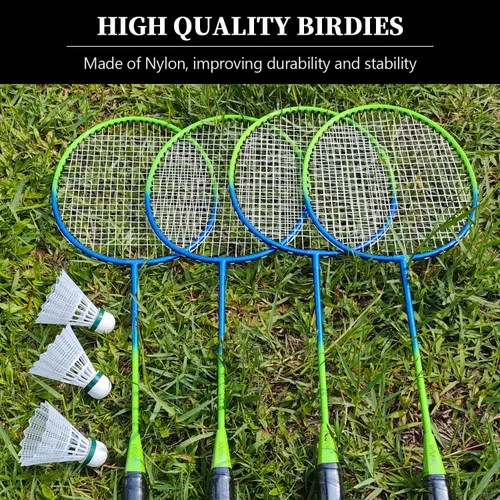 Vista 7 de Zdgao Juegos de bádminton para patio trasero, red de bádminton portátil con ajustador de tensión, juego de 4 raquetas de bádminton, 3 volantes