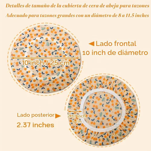Vista 8 de OHIYO Fundas reutilizables para tazón de cera de abejas (2 grandes), tela elástica de algodón para pan de masa madre, tapas de tazón reutilizables