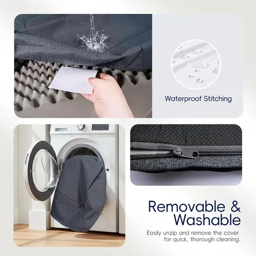 Vista 5 de Sofá ortopédico indestructible a prueba de mordidas para perros extragrandes, 42 x 30 pulgadas, sofá cama XL de espuma impermeable para mascotas