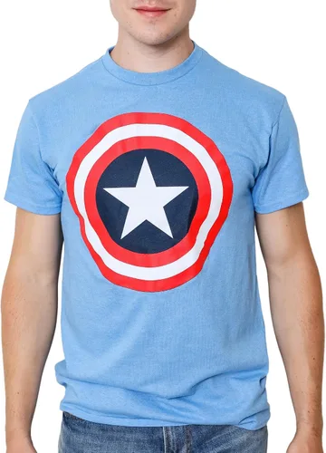 Vista 2 de Marvel Captain America Distressed Shield Logo - Camiseta para hombre