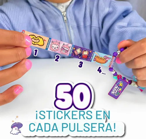 Vista 2 de Rollos de calcomanías Sticki - Pulsera de juguete de calcomanías portátil y compartible Incluye 70 calcomanías mini 2 rollos Sticki