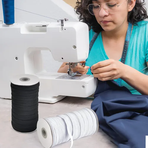 Vista 7 de Coopay Bandas elásticas planas de 1/2 pulgada de largo y 100 yardas de largo, cuerda elástica plana para coser proyectos de bricolaje, artes y Blanco