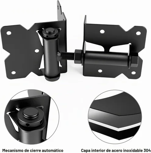 Vista 4 de WINSOON Kit de herrajes de cierre automático de acero inoxidable para puerta y pestillo, bisagras de puerta de tensión ajustable de alta