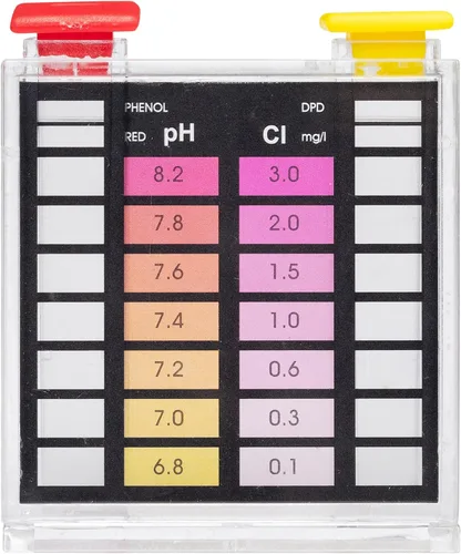 Vista 7 de Kit de prueba de piscina de 4 vías con bloque de probador y estuche