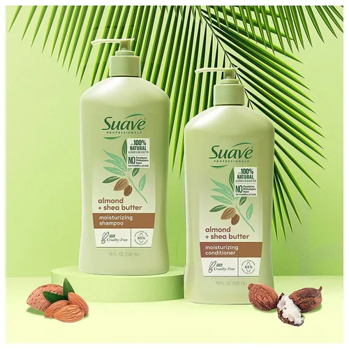 Vista 4 de Suave Profesionales Champú Hidratante y Acondicionador Almendra + Manteca de Karité 18 oz, 2