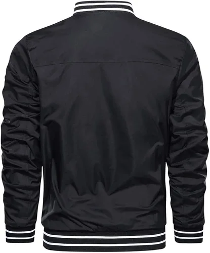 Vista 3 de CRYSULLY Chaqueta para hombre, para primavera, otoño, casual, delgada, con cremallera completa, abrigo