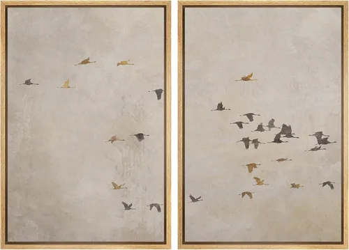 Vista 112 de SIGNWIN Lienzo enmarcado para pared, ilustraciones abstractas texturizadas en tonos beige terrosos, arte moderno, decorativo, contemporáneo