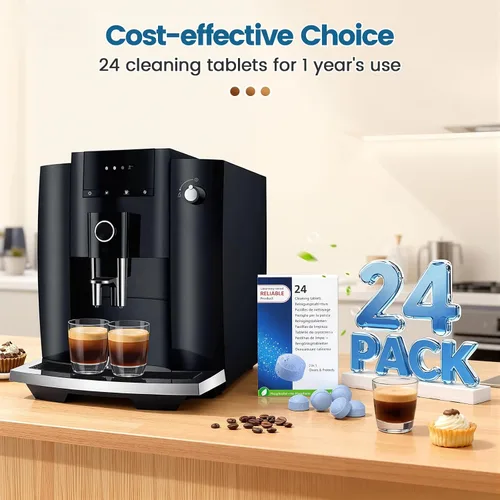 Vista 9 de CPLIKE 24 tabletas de limpieza para máquina de café compatibles con máquinas automáticas Jura para centros de café, limpieza de alta eficiencia