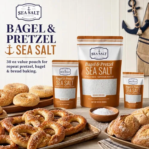 Vista 5 de Sal marina gruesa para pretzels, para pretzels suaves, sal resistente al calor para bagels y pretzels suaves, totalmente natural para hornear, bolsa