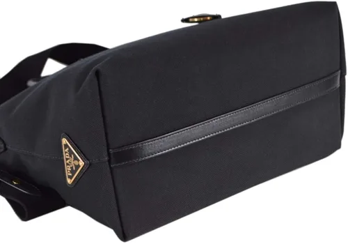 Vista 6 de Prada Bolso cruzado de lona negra jacquard con logotipo para mujer 1BA104, Negro