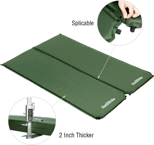 Vista 3 de Naturehike Colchoneta para dormir, 2 pulgadas de grosor, autoinflable, para campamento, colchón de campamento duradero que se puede conectar