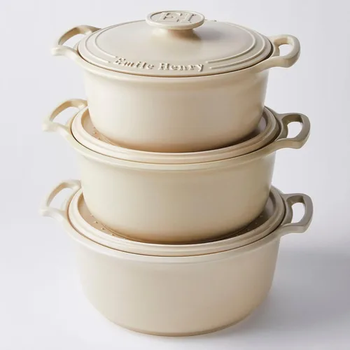 Vista 5 de Emile Henry SUBLIME - Horno holandés redondo de cerámica, fabricado en Francia, 4 cuartos de galón, color crema