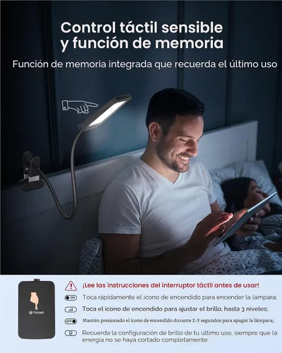 Vista 5 de TROND Lámpara de Escritorio LED con Abrazadera, 1000LM Súper Brillante Luz de Escritorio Regulable de 3 Niveles 6000K Luz de Día, Cuello de Cisne