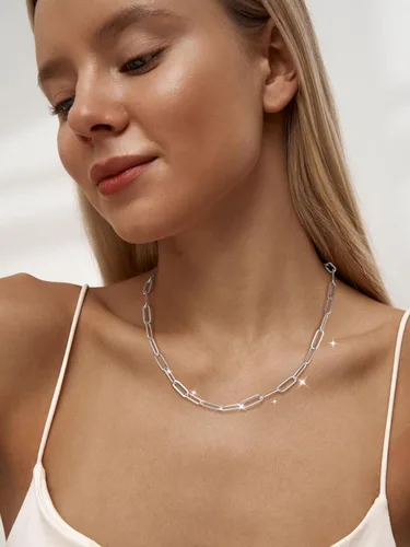 Vista 3 de MBW Collar de cadena de clip de plata para mujer, delicado collar de gargantilla de plata de ley para mujer, collar de eslabones simples, largos