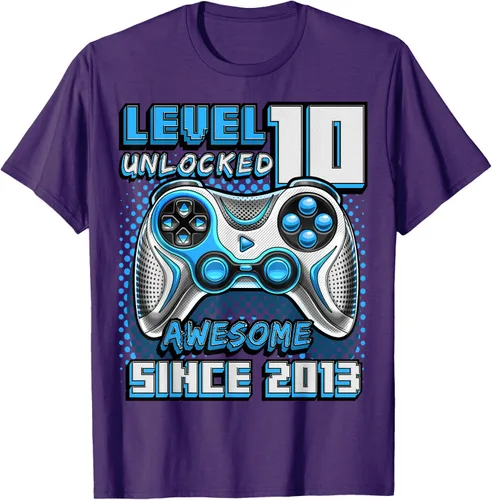 Vista 60 de Level 10 Unlocked Awesome 2013 Video Game 10th Birthday Boy T-Shirt, Negro
