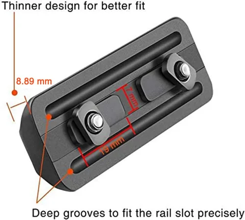 Vista 4 de CVLIFE M-Rail Adaptador de bípode Sling Stud Mount Bipod para montaje de bípode M-Rail con 4 tuercas en T, 4 tornillos y 1 llave de aluminio Negro