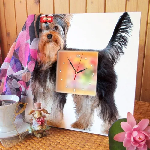 Vista 3 de Yorkshire Terrier Yorkie Dog Wall Clock Framed Mirror Decor Printed Pet Lovers Art Home Design Gift