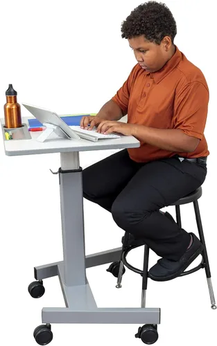 Vista 4 de Stand Up Desk Store Taburete apilable de altura ajustable para oficina y oficina (negro)