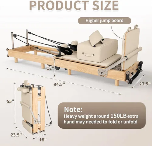 Vista 2 de Máquina Reformadora de Pilates nexace, Equipo Plegable de Madera para Entrenamiento en Casa