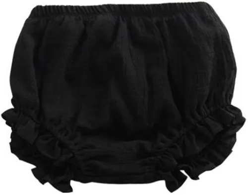 Vista 2 de LOOLY Baby Bloomers - Pantalones cortos unisex de mezcla de lino y algodón A-Negro